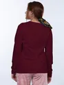 Plain Burgundy Women Full Sleeves T-shirt